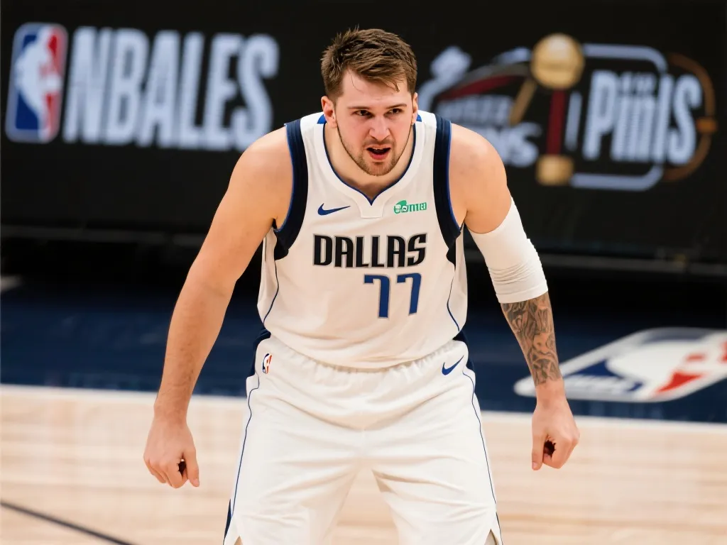 卢卡·东契奇在NBA总决赛的紧张时刻眼神坚定